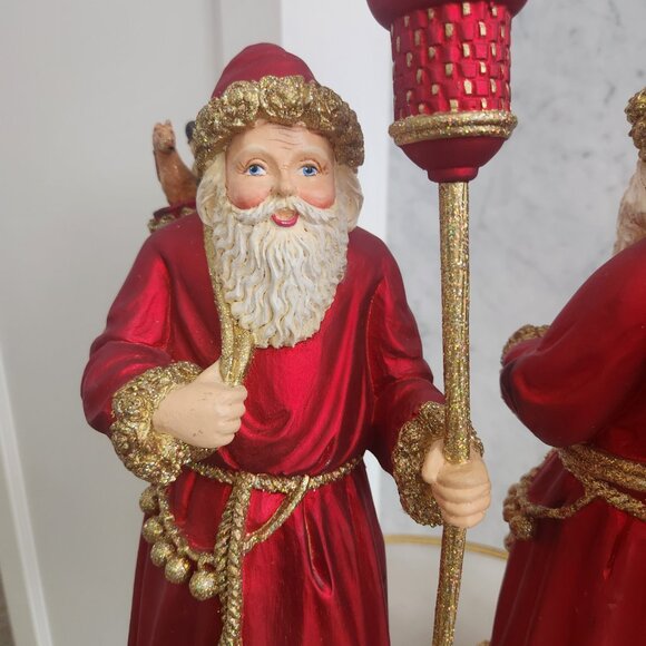 Santa Claus Red W/ Gold Glitter Candlestick Holder Christmas Ornament 12.5"T - Picture 6 of 8